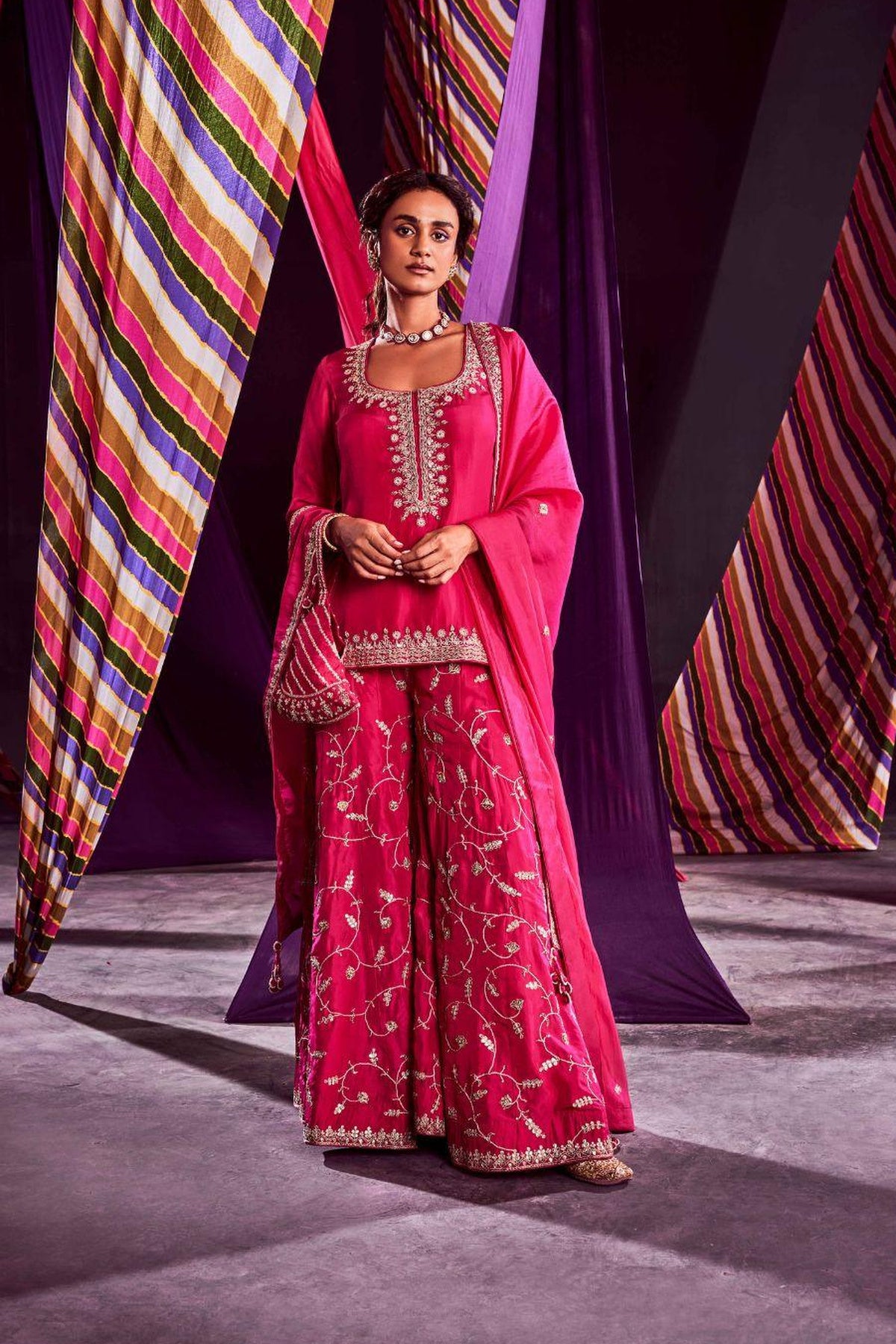 Rani Pink Short Kurti Set