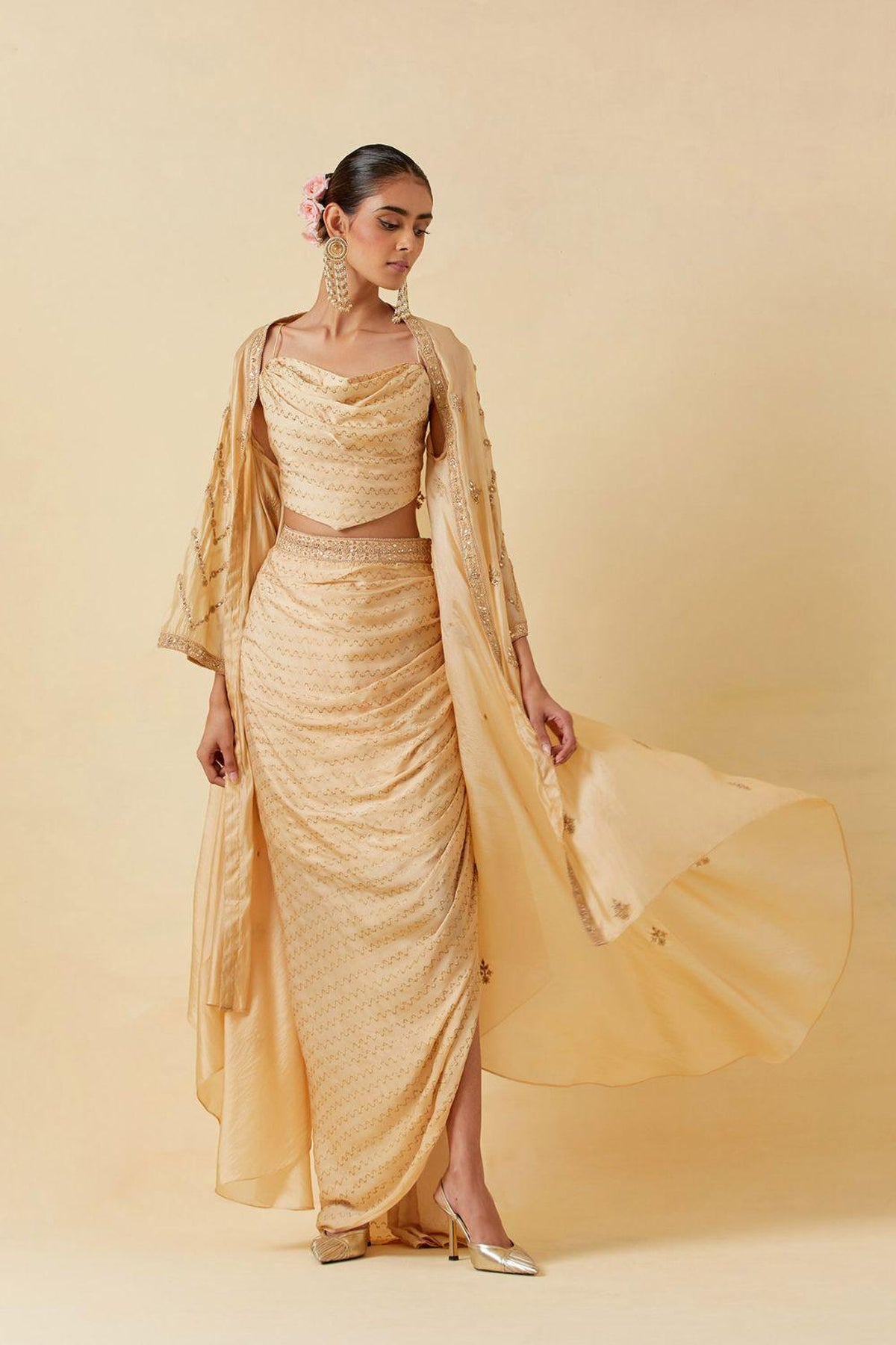 The Draped Skirt And Cowl Handkerchief Top Set
