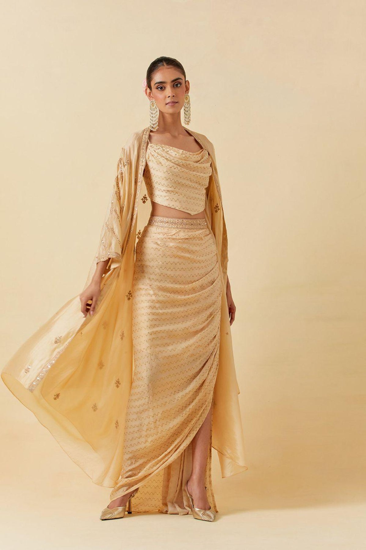The Draped Skirt And Cowl Handkerchief Top Set