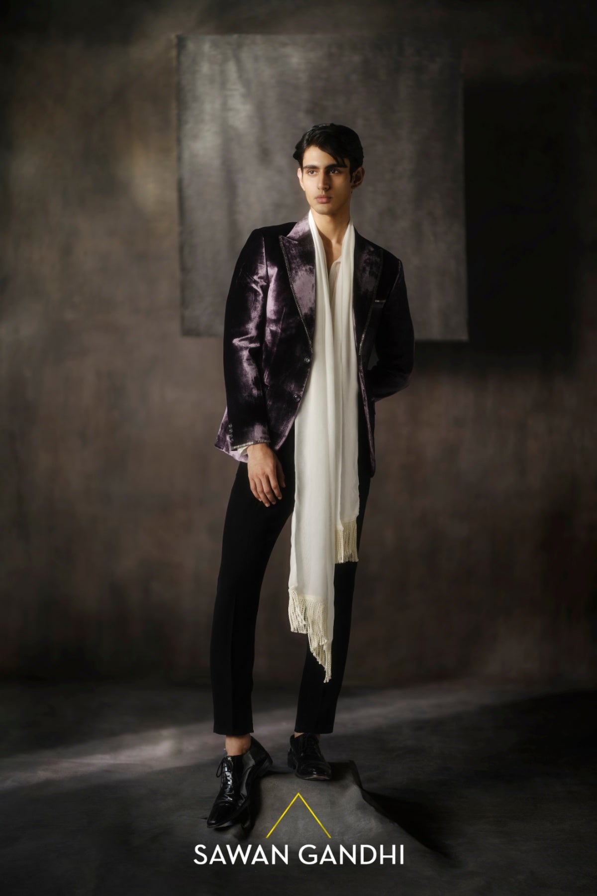 Purple mirror work velvet jacket