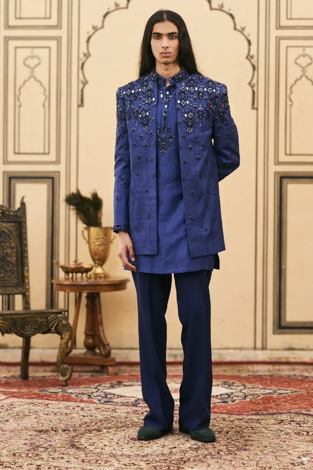 Raat-Neel Chanderi Bandhgala Set