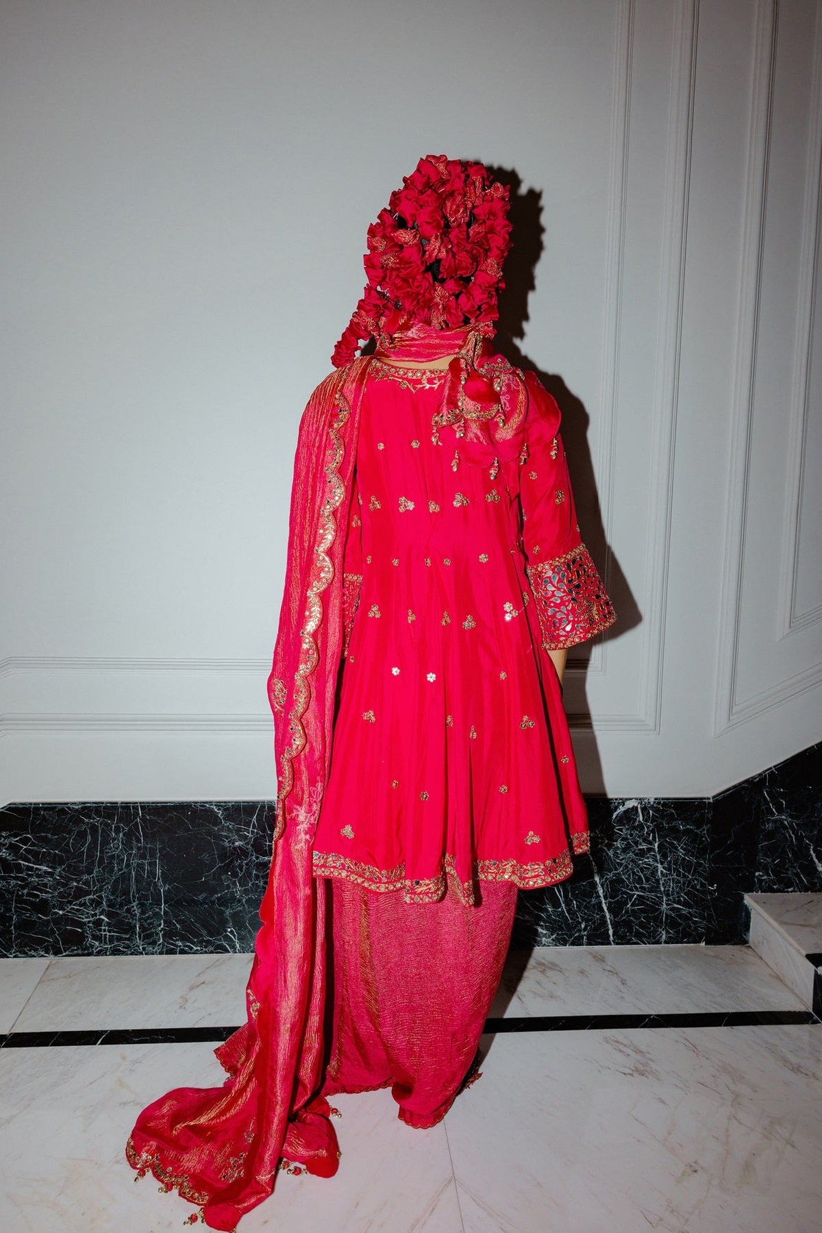 Raspberry Short Anarkali set