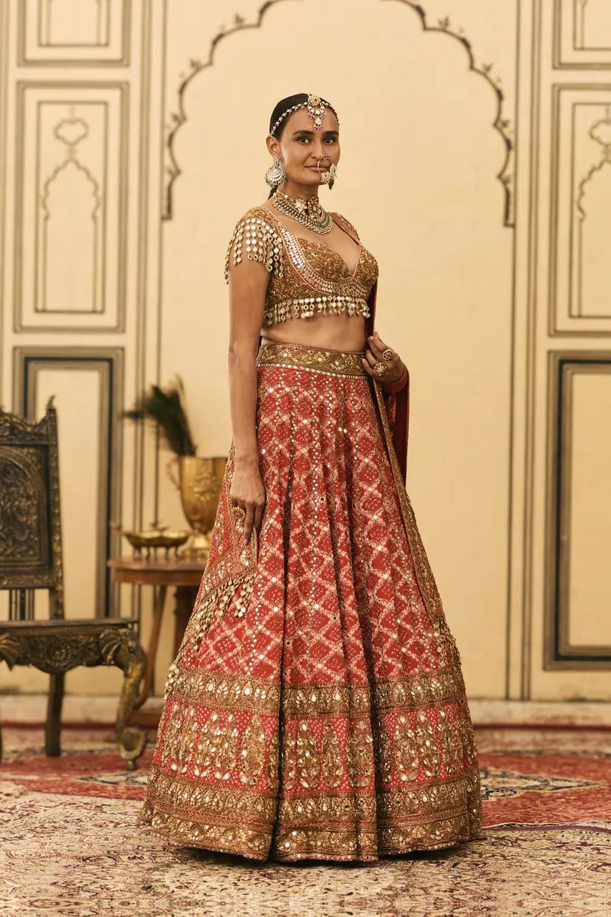 Red Bandhani Lehenga Set