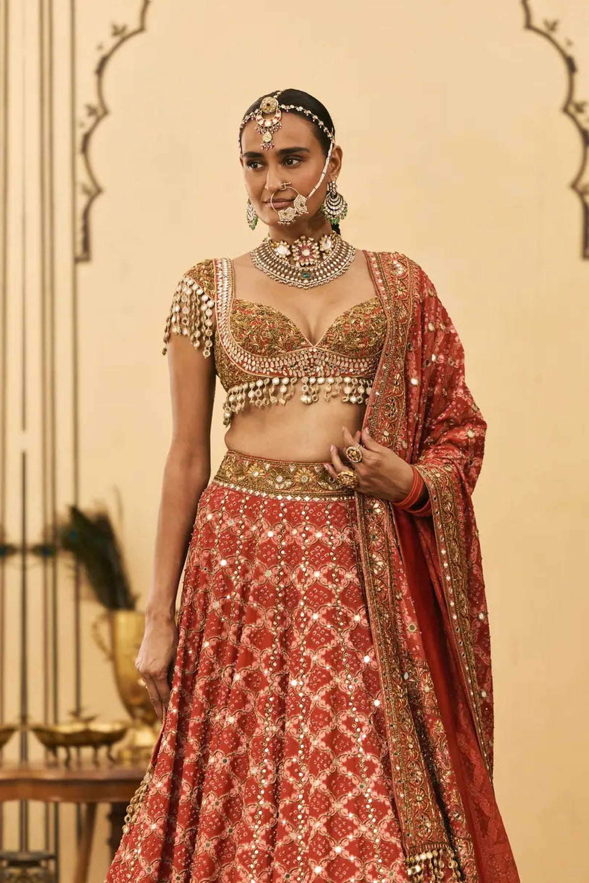 Red Bandhani Lehenga Set