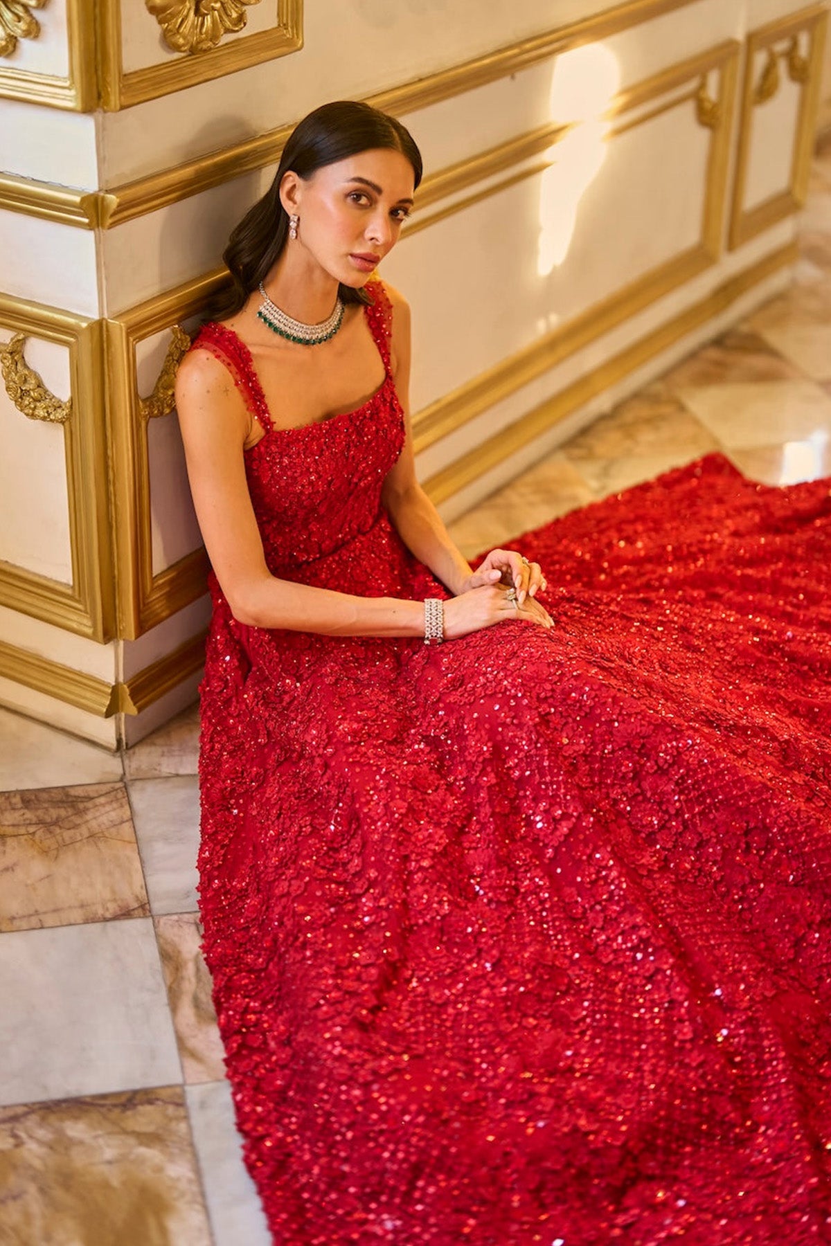 Red Three-Dimensional Gown