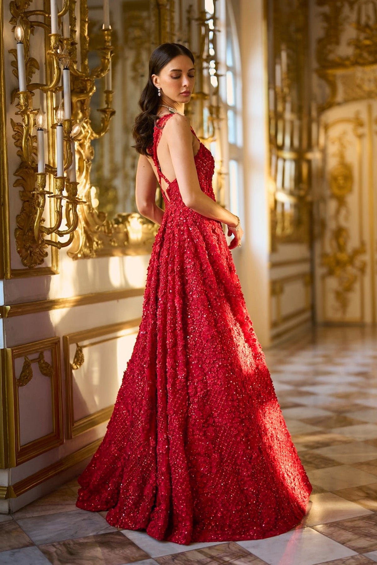 Red Three-Dimensional Gown