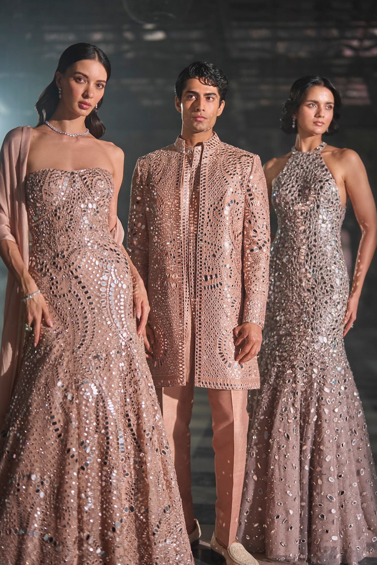 Rose Gold Mirror Work Gown