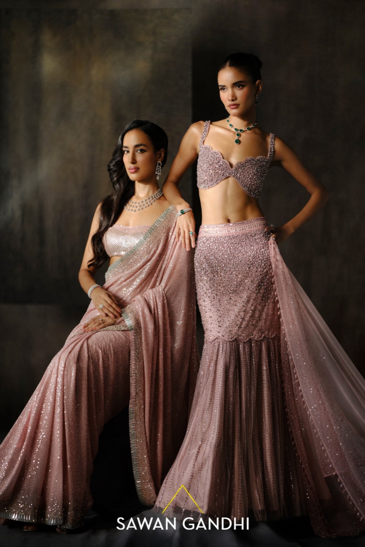 Rose pink fish cut lehenga