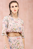 ROSE PINK NARGIS PRINT EMBROIDERED BALLOON TOP WITH FRILL SKIRT