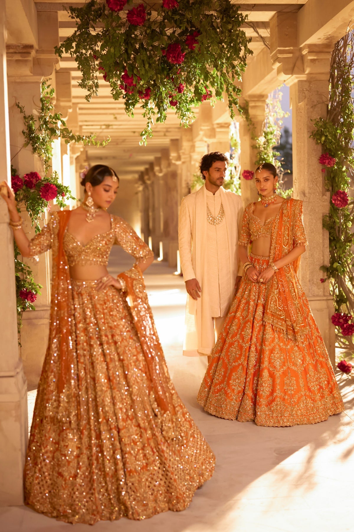 Rust Zardosi Cut Work Lehenga Set