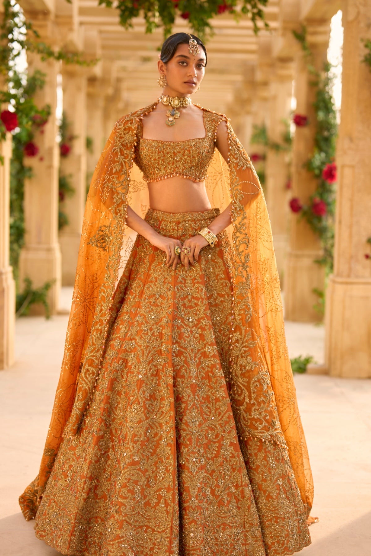 Rust Zardosi Lehenga Set