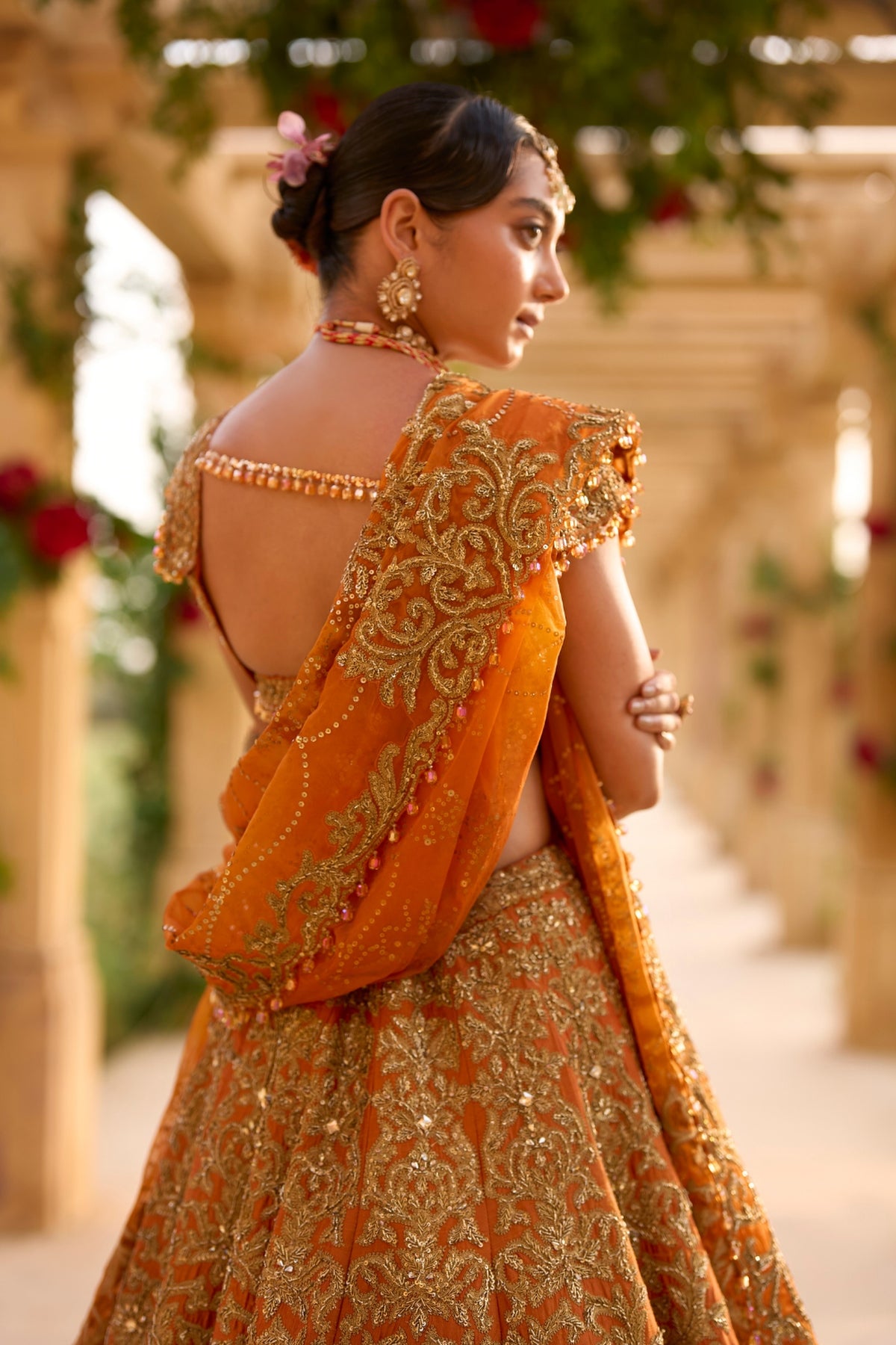 Rust Zardosi Lehenga Set