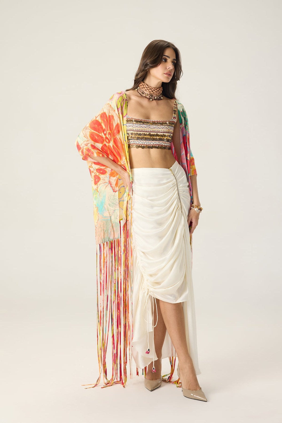 Melanine Bustier Leni Cape Quincy Skirt