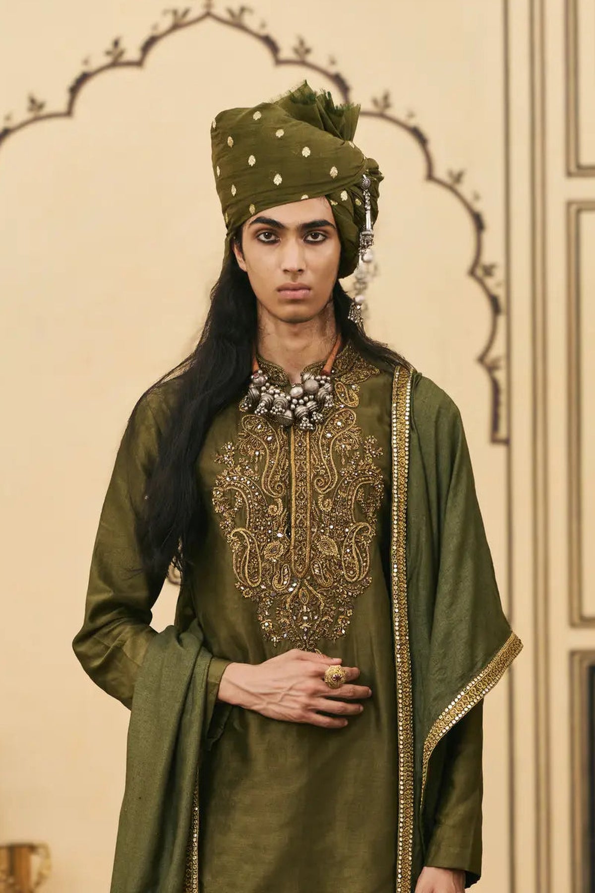 Sabz Chanderi Kurta Set