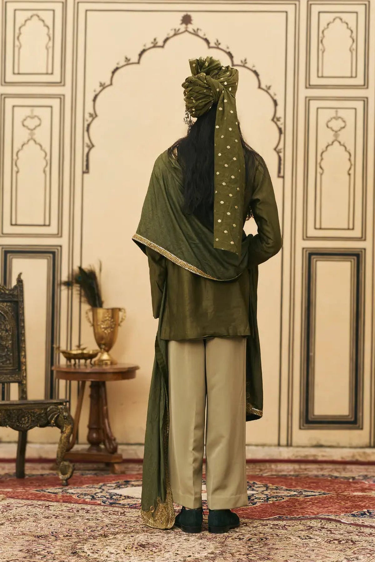 Sabz Chanderi Kurta Set