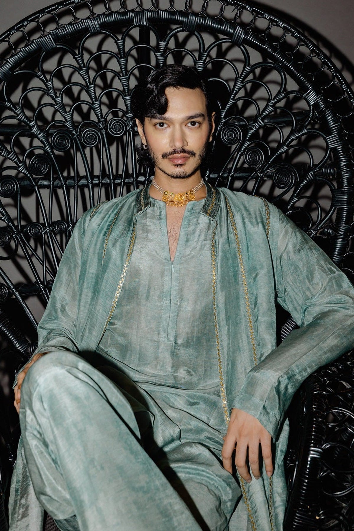 Sage Green Jacket Kurta Set