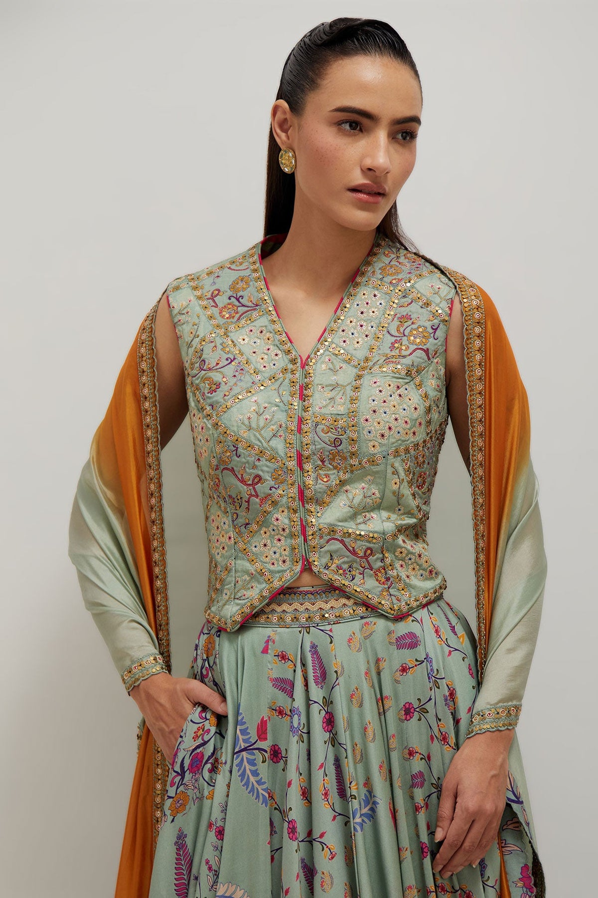 Moh waistcoat Lehenga Set