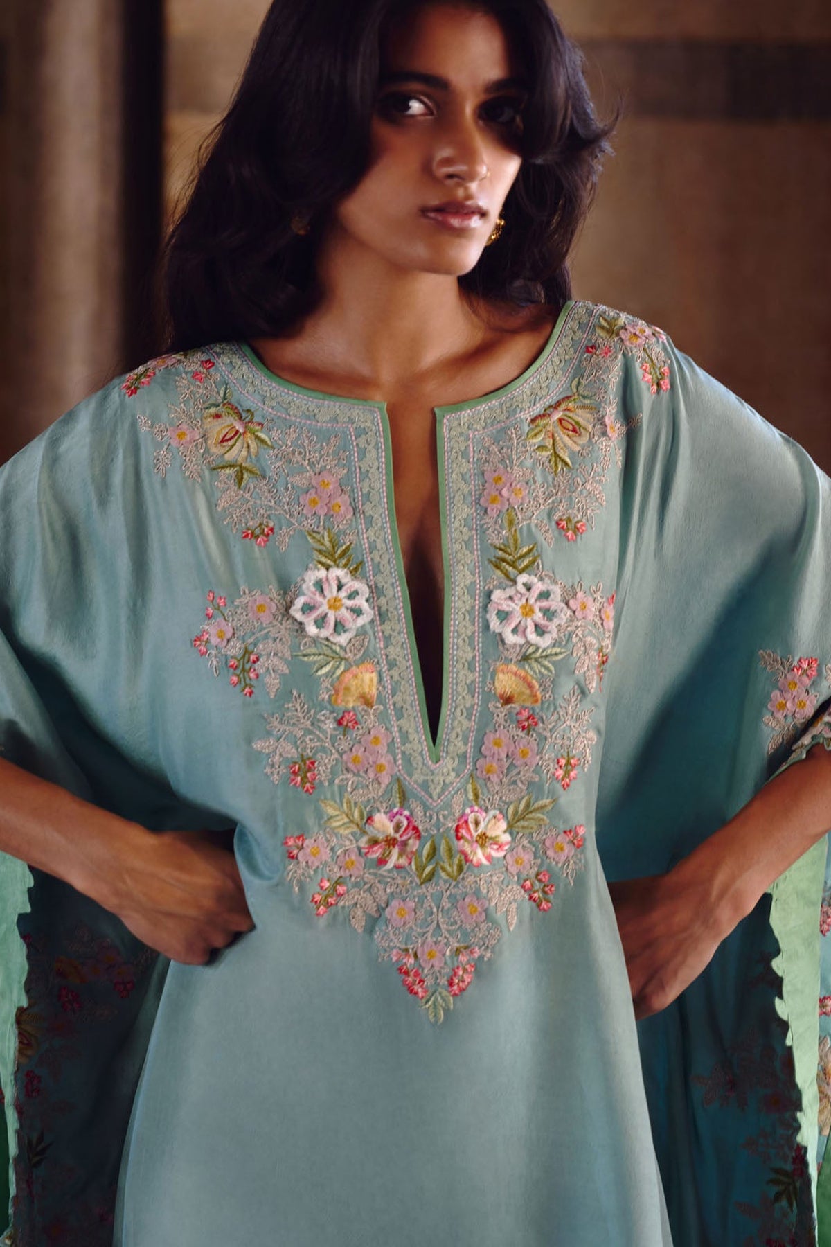 Sea Blue Utsa Kaftan Set