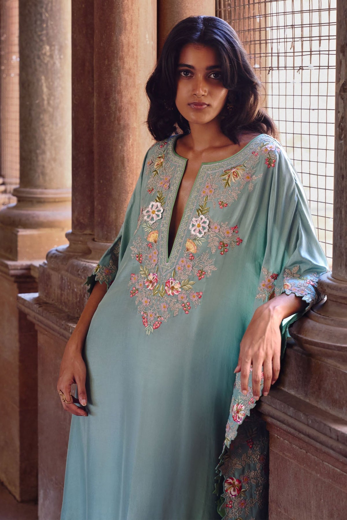 Sea Blue Utsa Kaftan Set