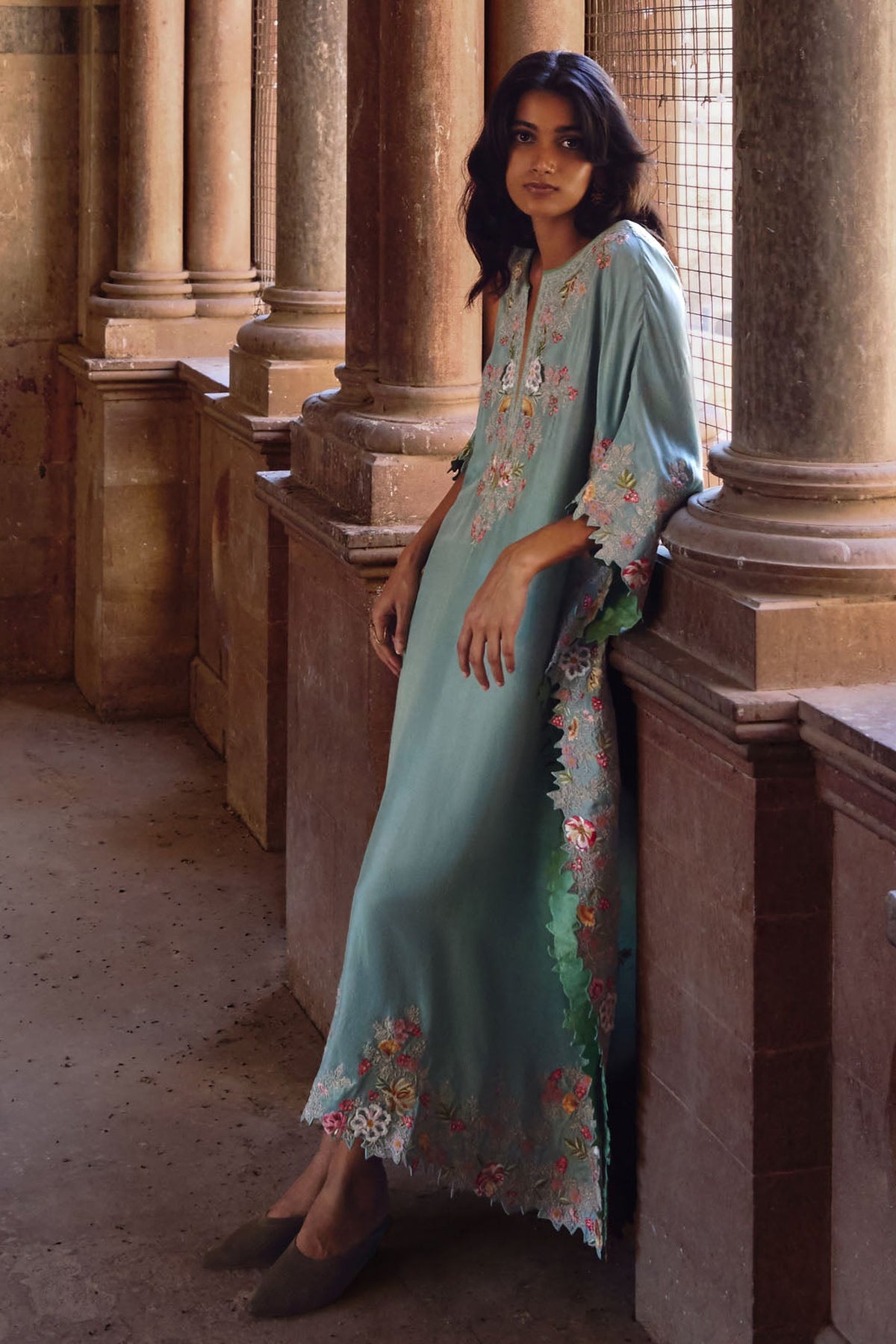 Sea Blue Utsa Kaftan Set