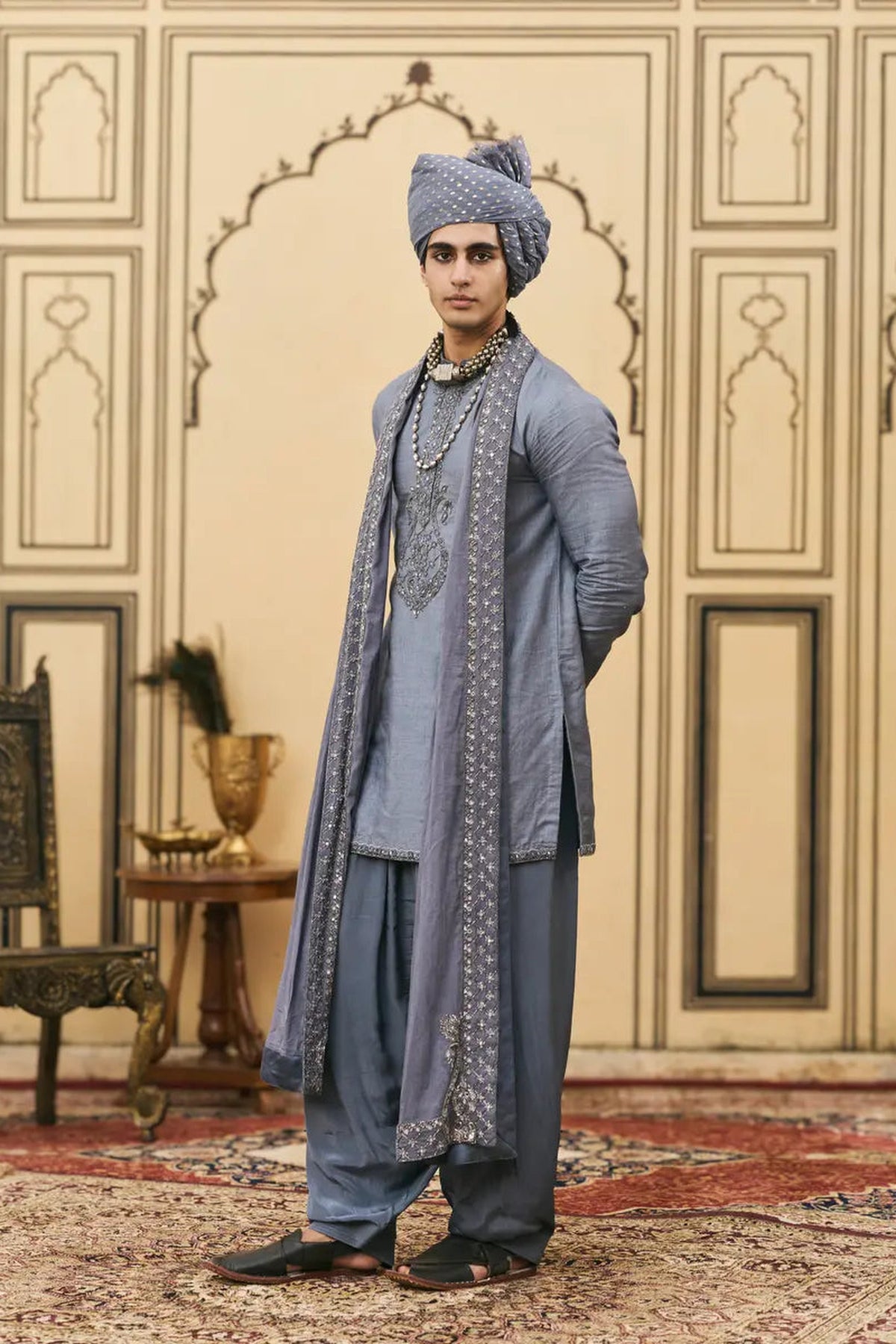 Sheeshai Tussar Silk Kurta Set