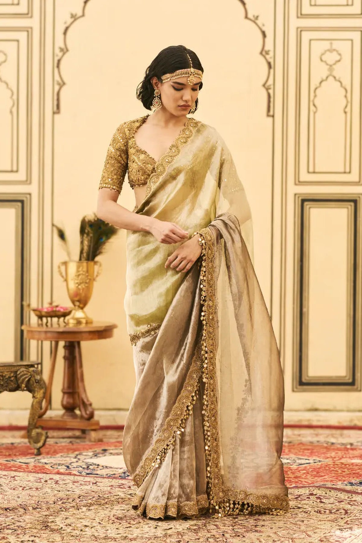 Shyama Tissue Zardosi Saree Set