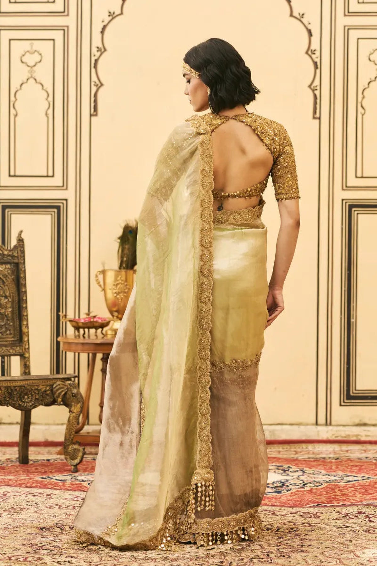 Shyama Tissue Zardosi Saree Set