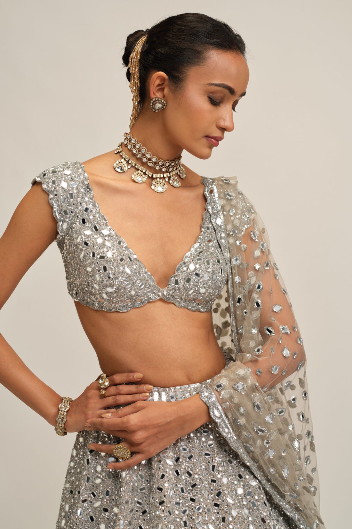 Silver Lehenga Set