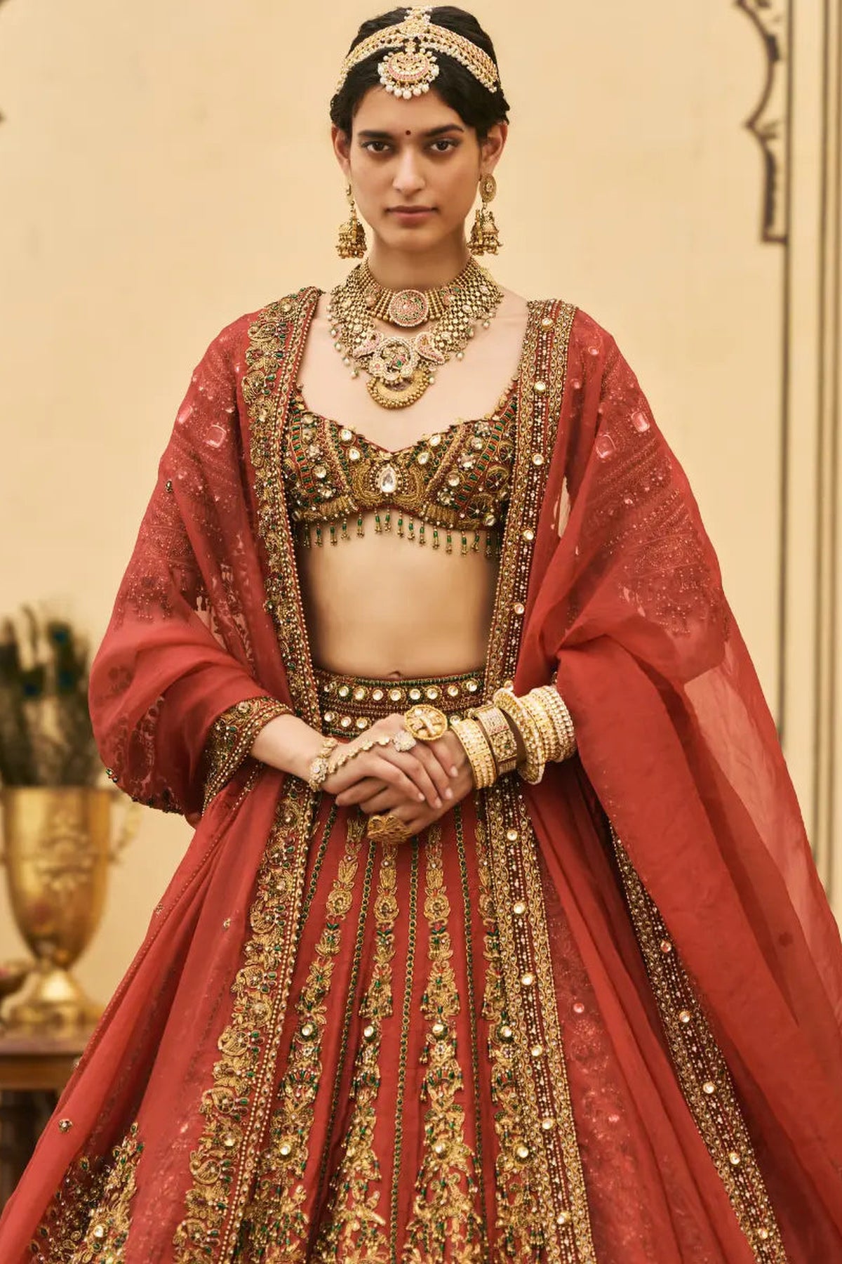 Sindoori Raw Silk Lehenga Set