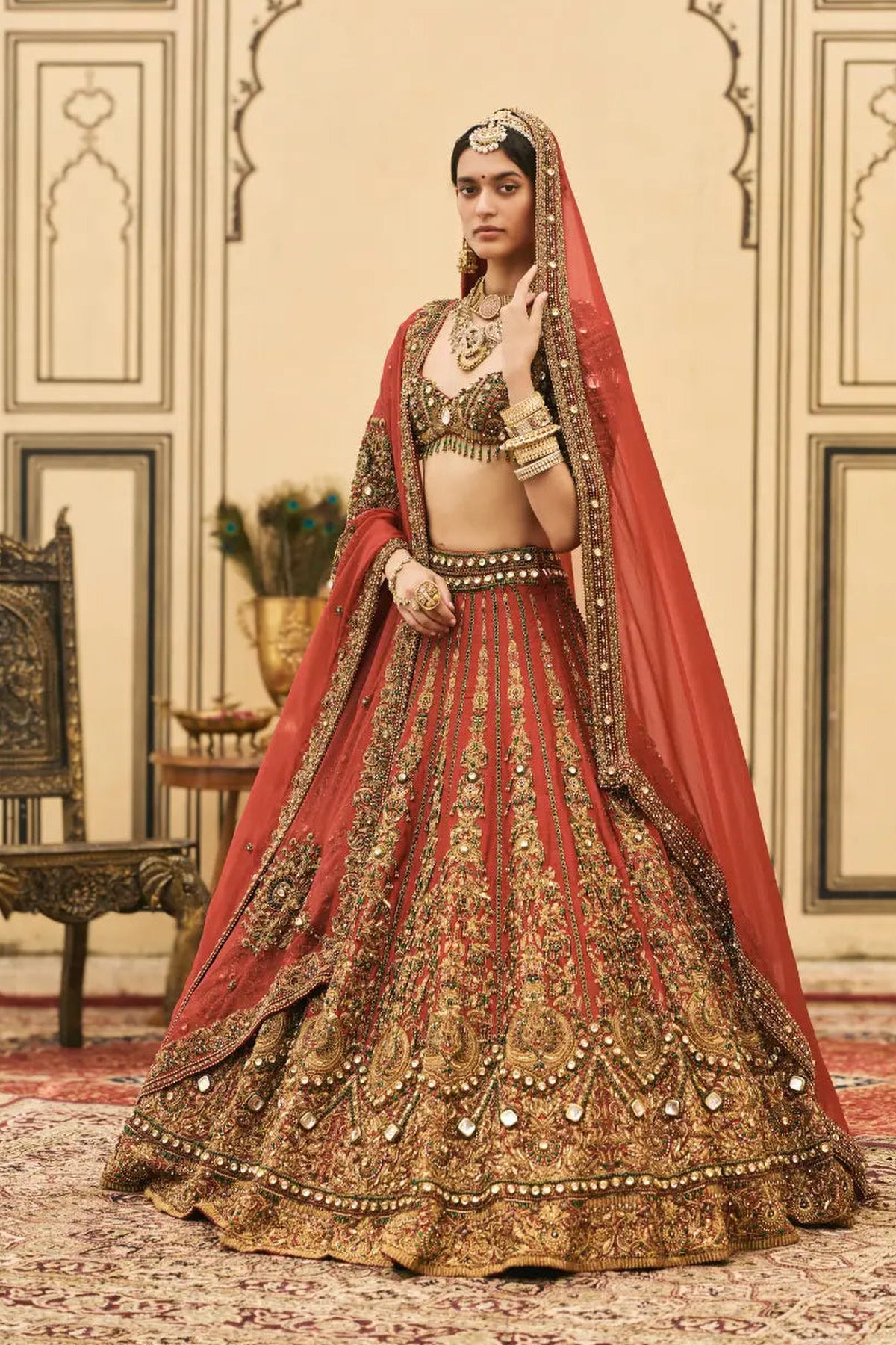 Sindoori Raw Silk Lehenga Set