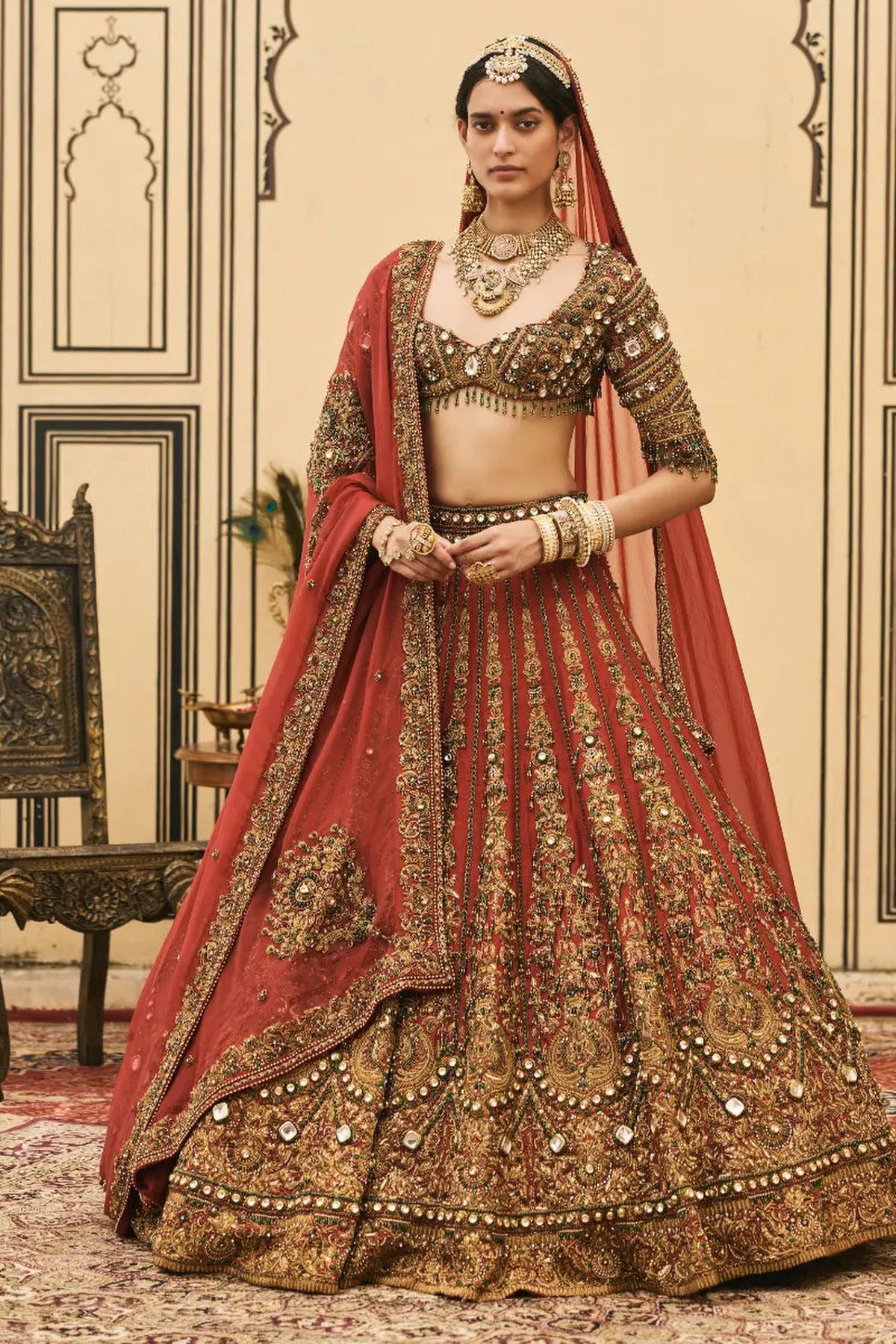 Sindoori Raw Silk Lehenga Set
