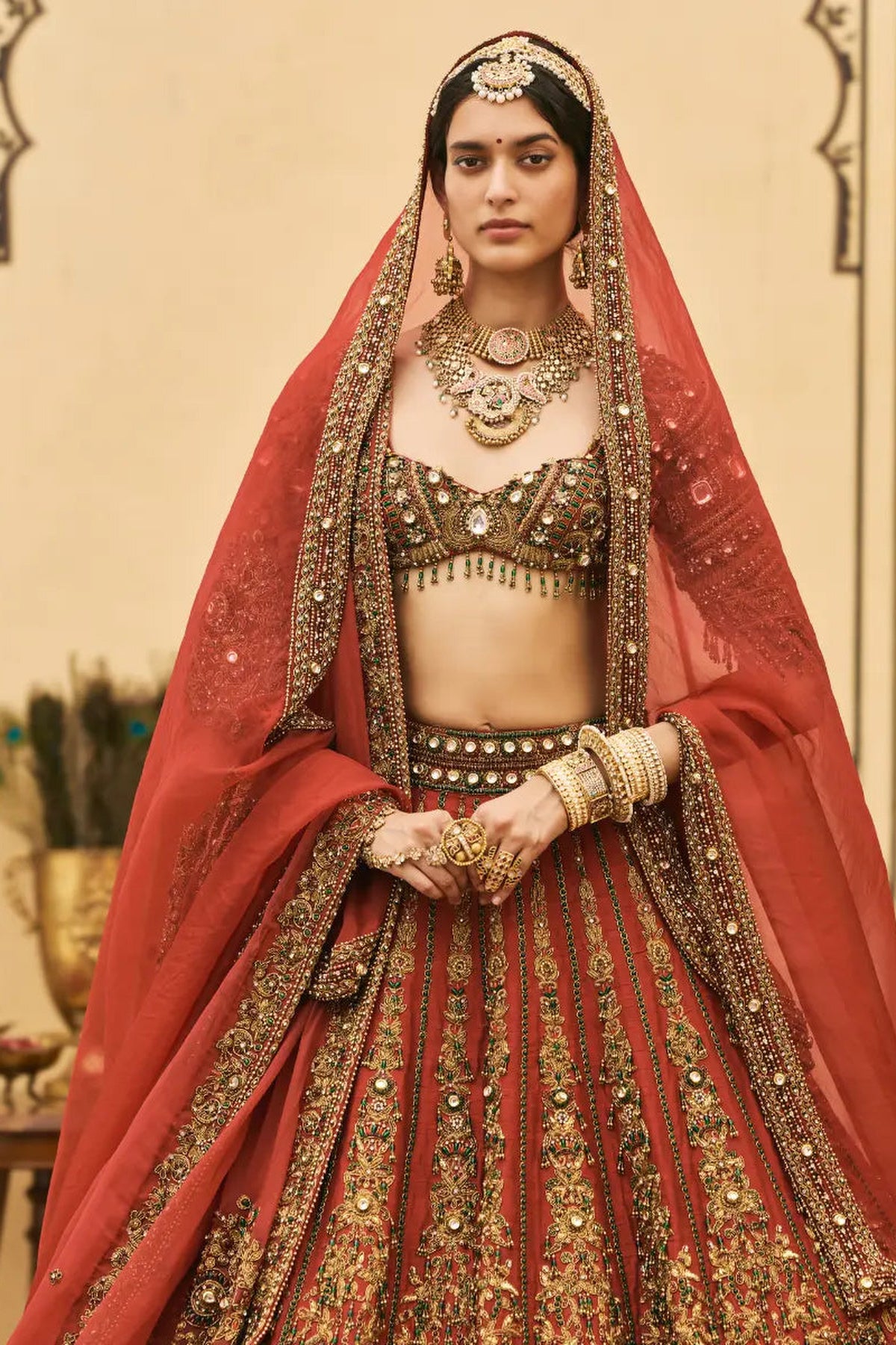 Sindoori Raw Silk Lehenga Set