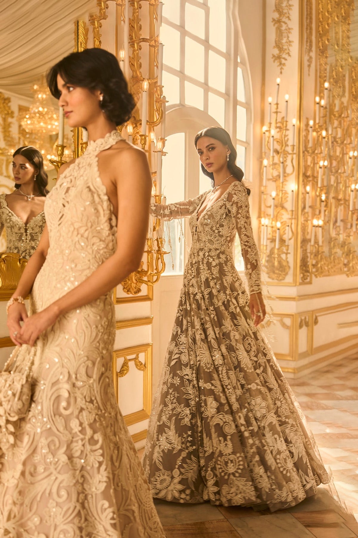 Slate Grey Floral Gown