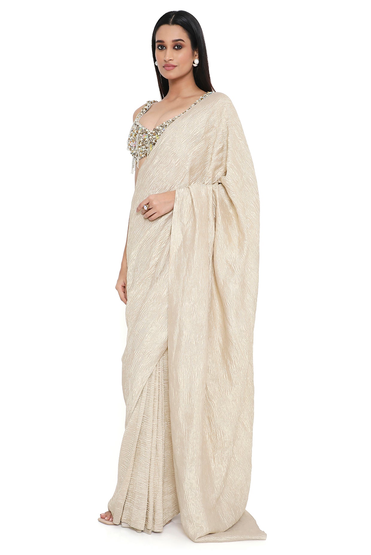 Starla Off White Embroidered Choli With Saree