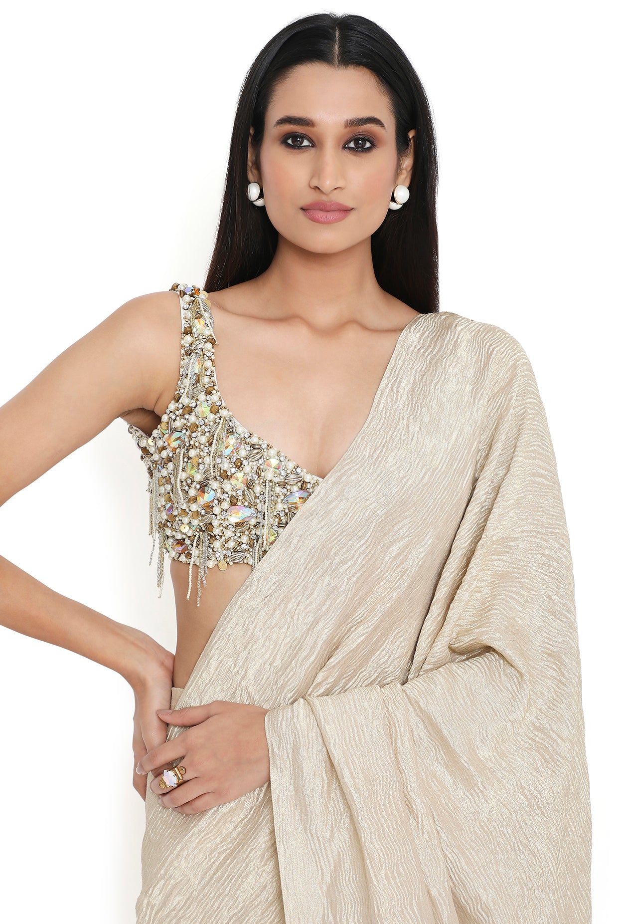 Starla Off White Embroidered Choli With Saree