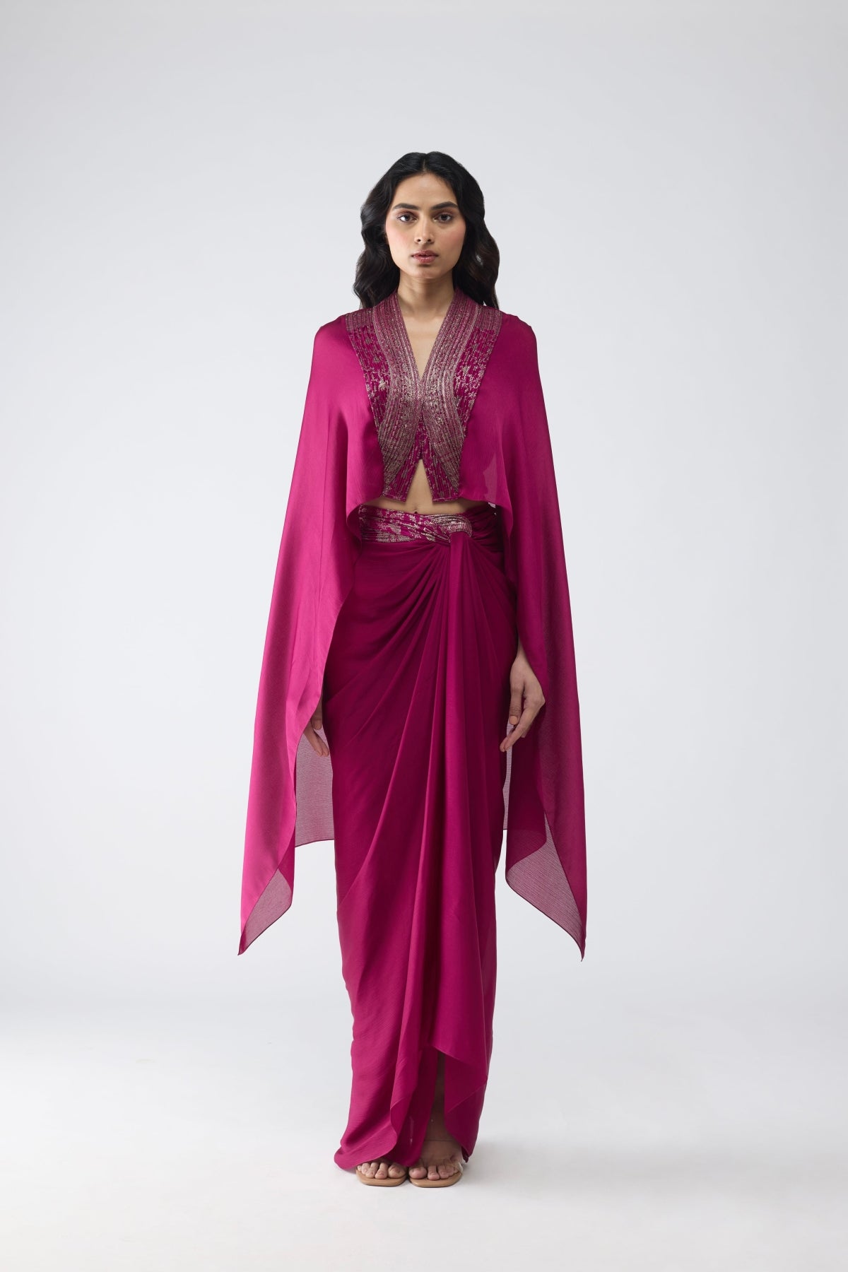 Structured Banarsi Cape Set - Ready To Ship