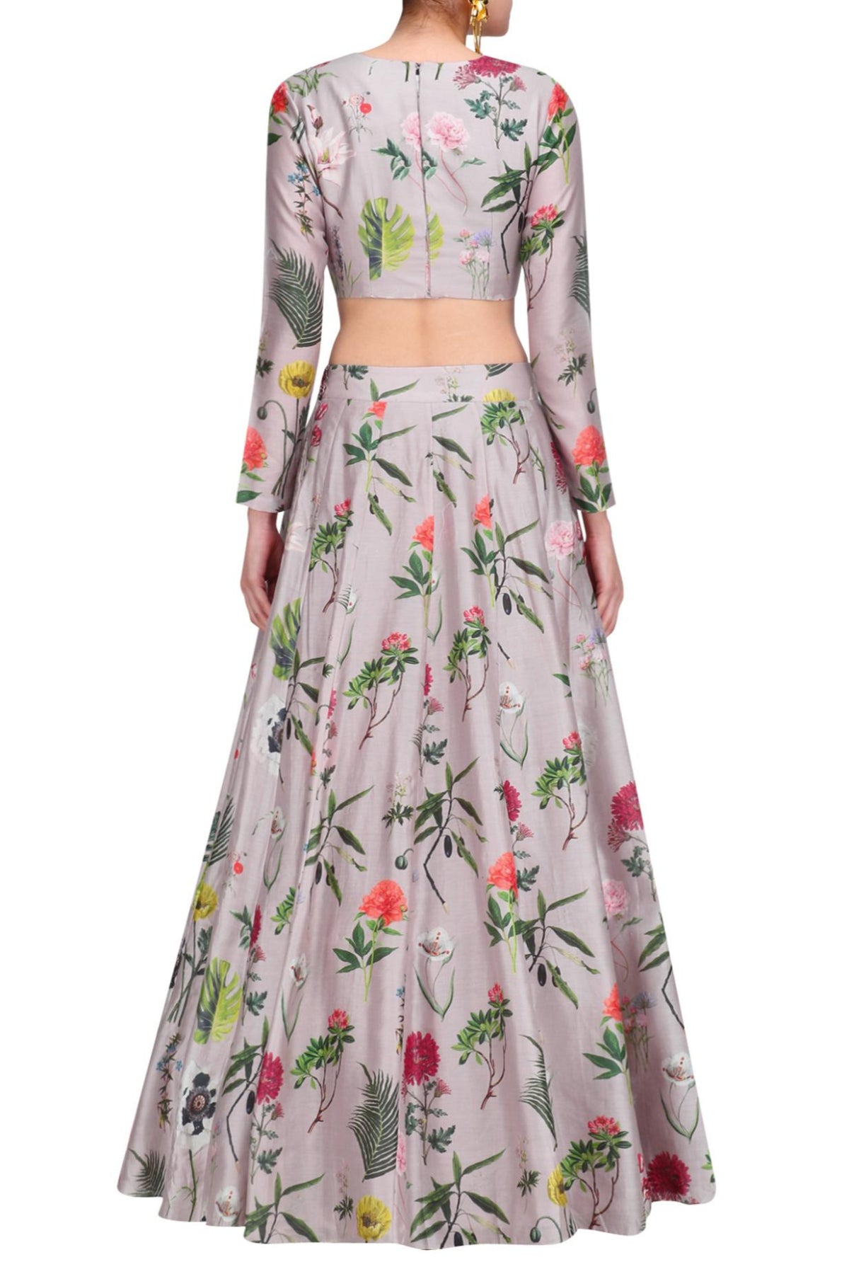 Lilac Printed Choli & Lehenga With Lilac Dupatta