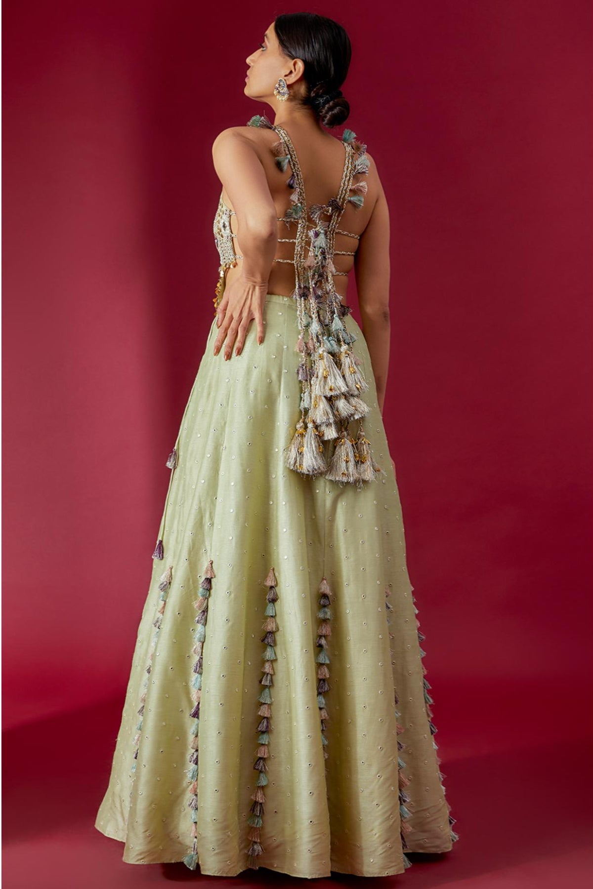 Mint Embroidered Choli & Lehenga
