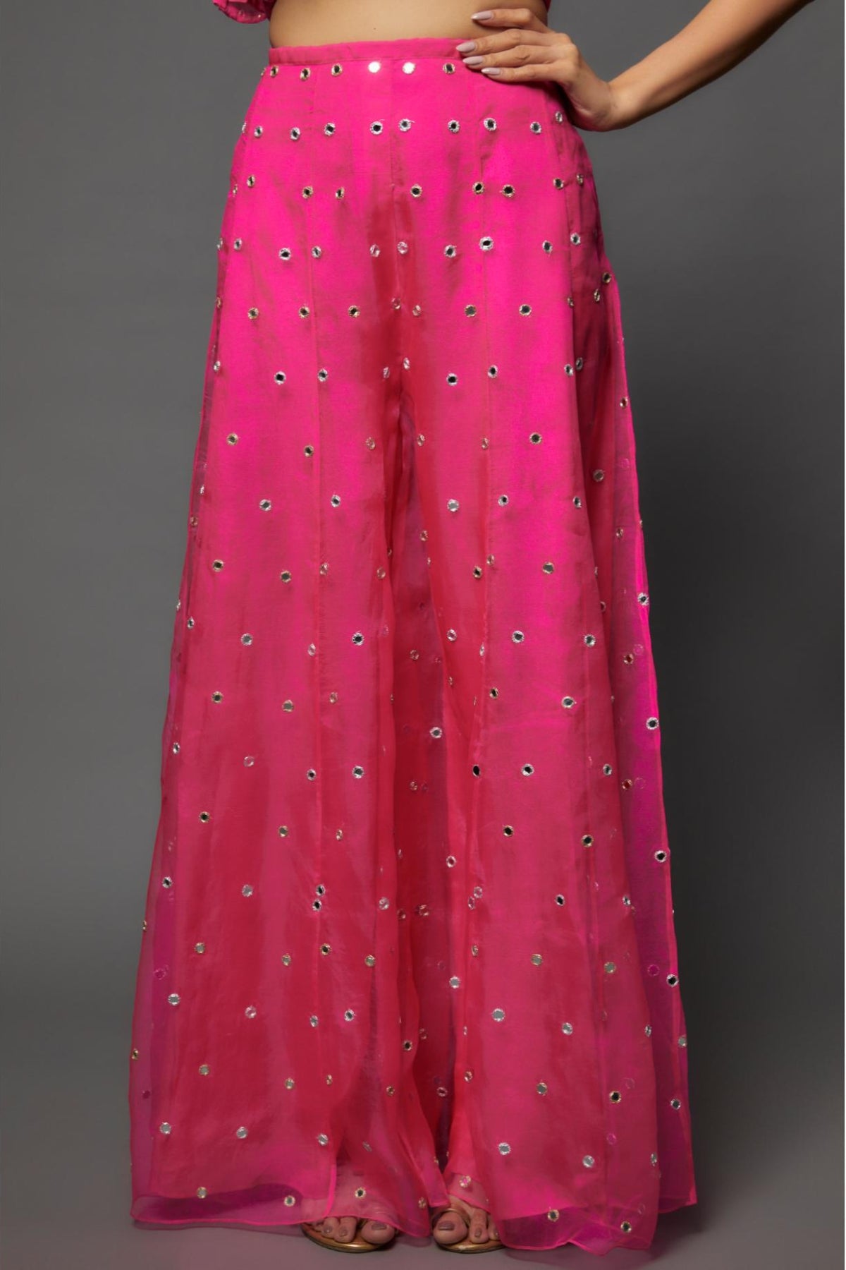 Hot Pink Embroidered Kurta & Sharara With Dupatta