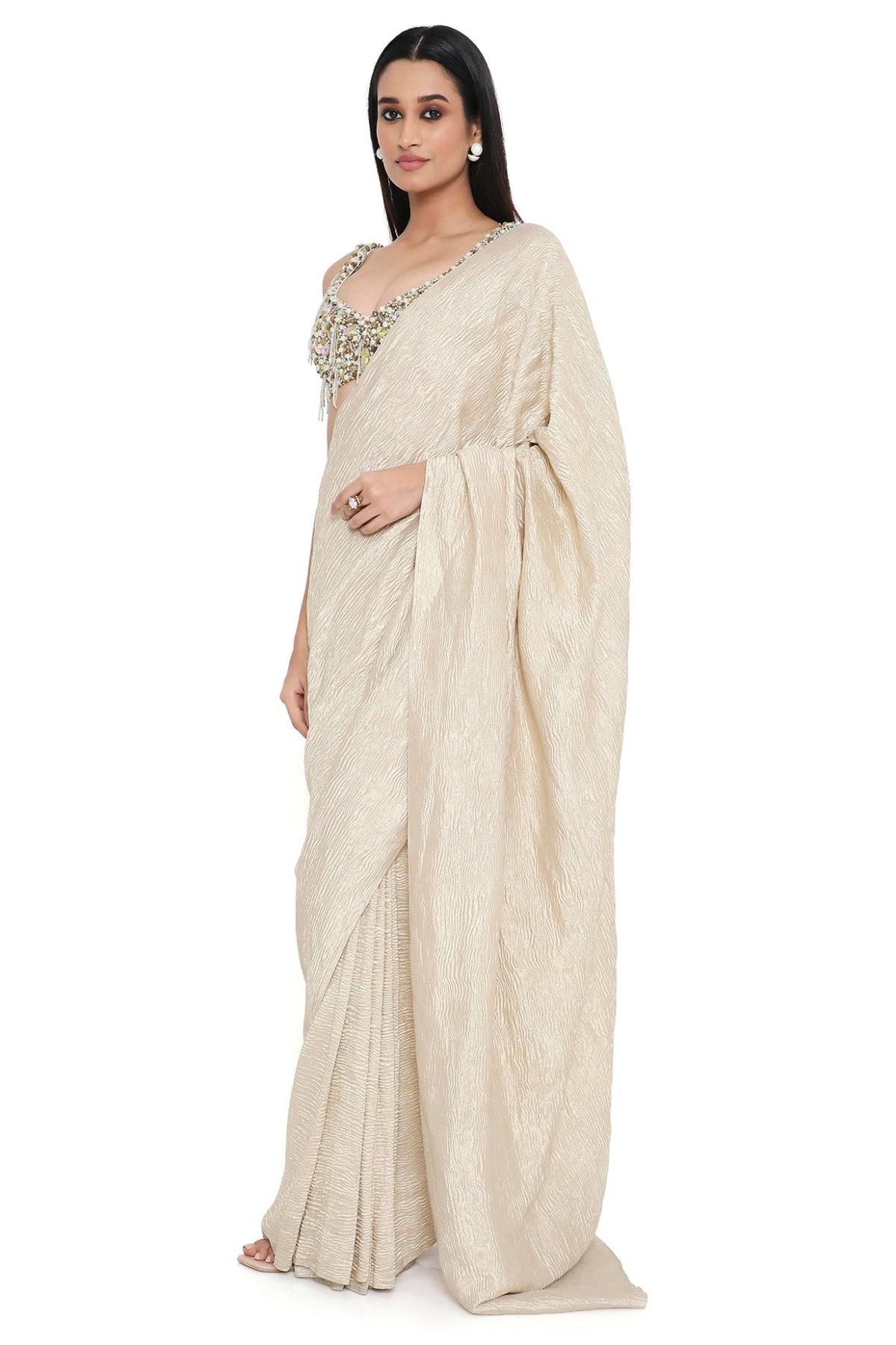 Starla Off White Embroidered Choli With Saree