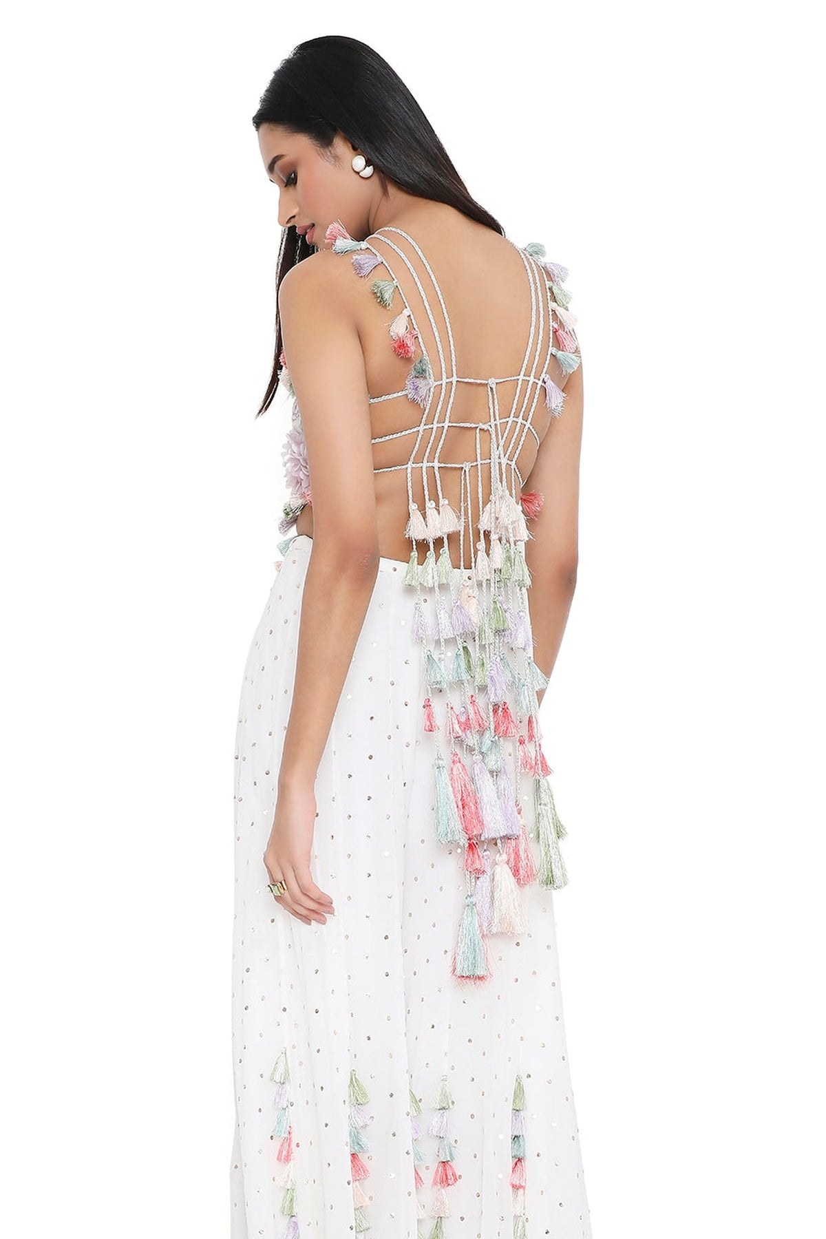 Myza Off White Embroidered Choli With Sharara
