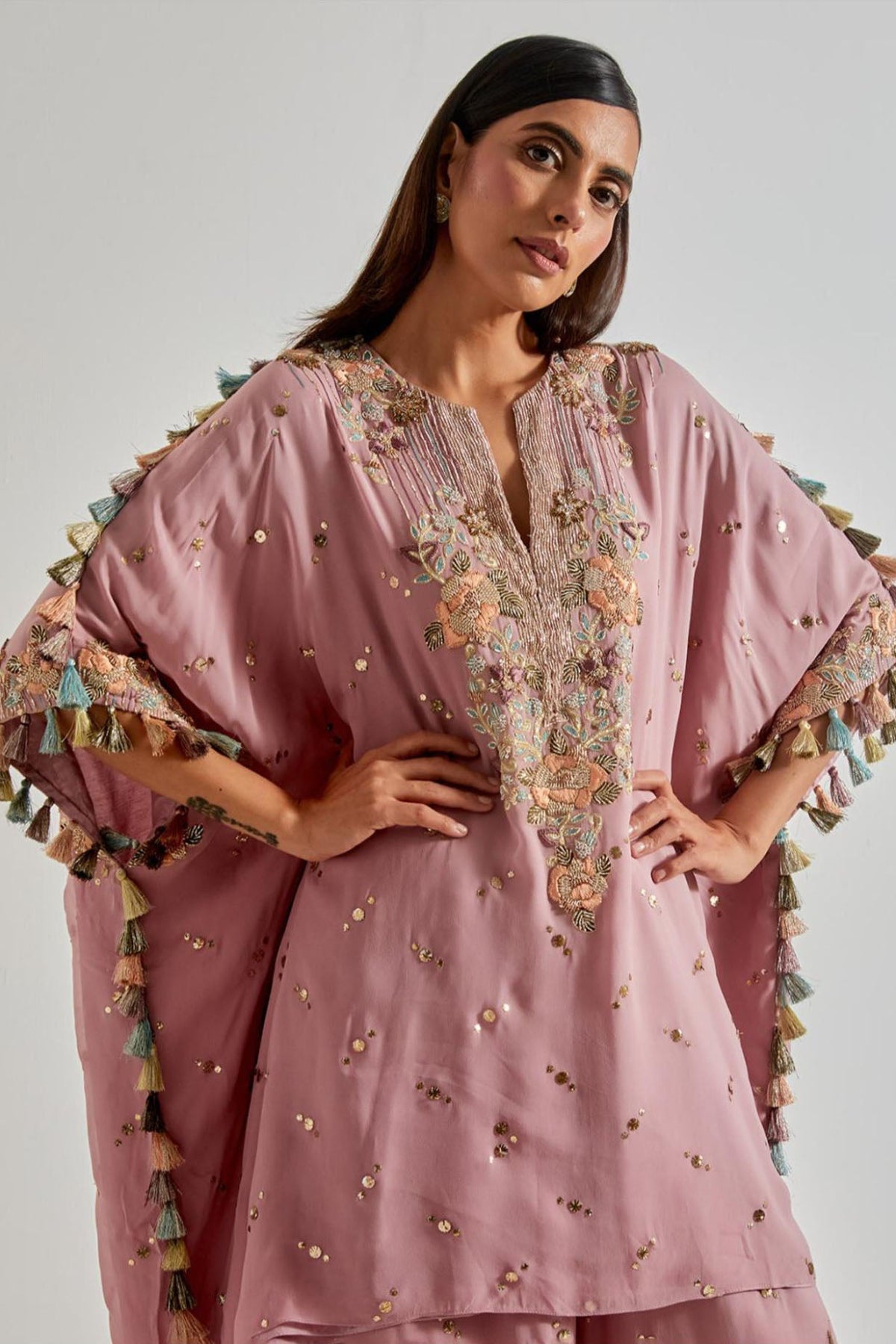 Lilac Kaftan with Mukaish Palazzo