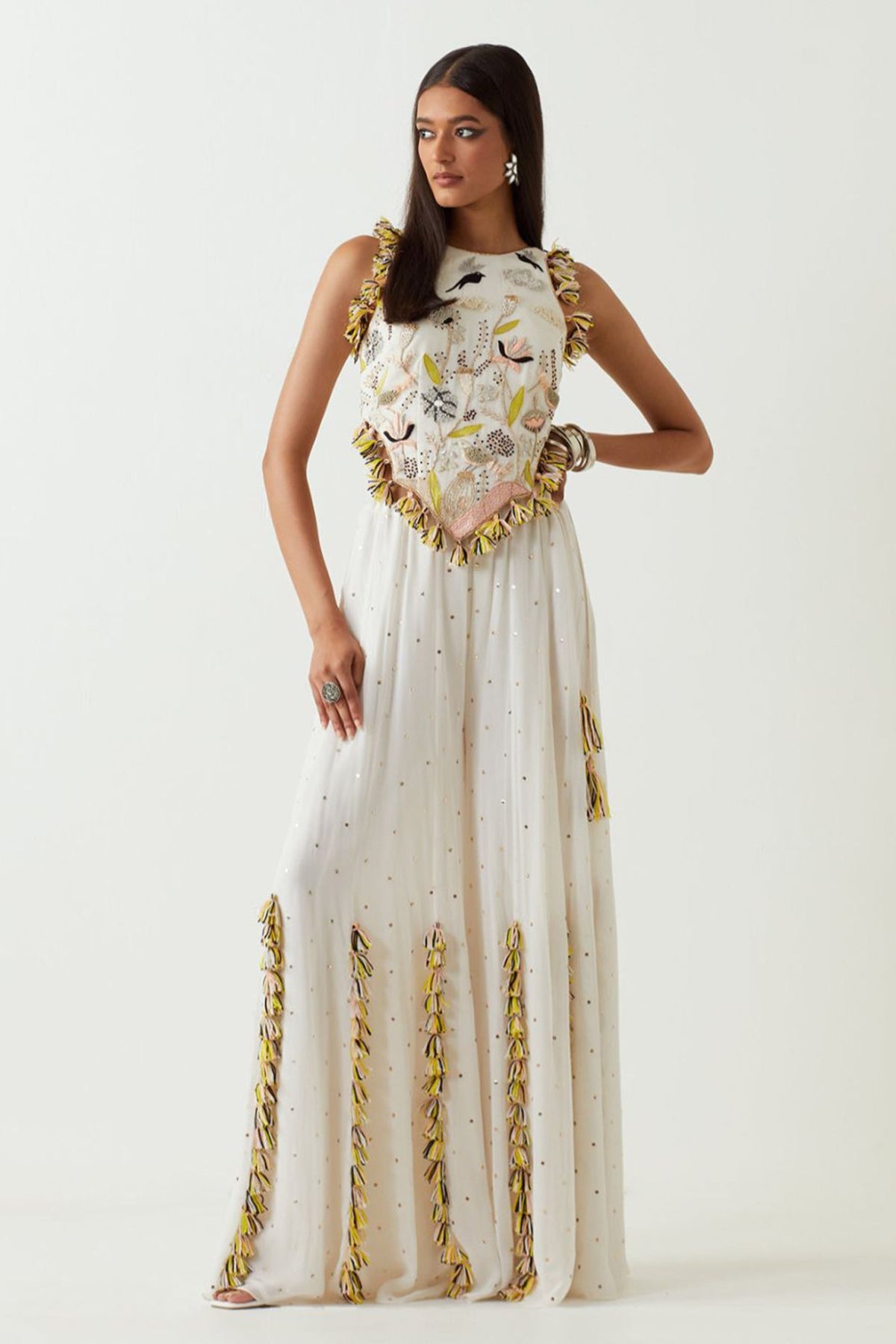 Off-white Embroidered Choli And Sharara