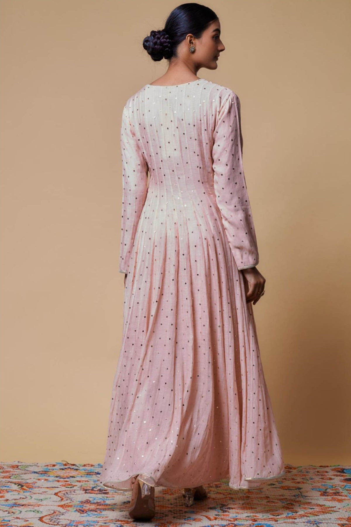 Blush Pink Embroidered Anarkali With Churidar And Dupatta