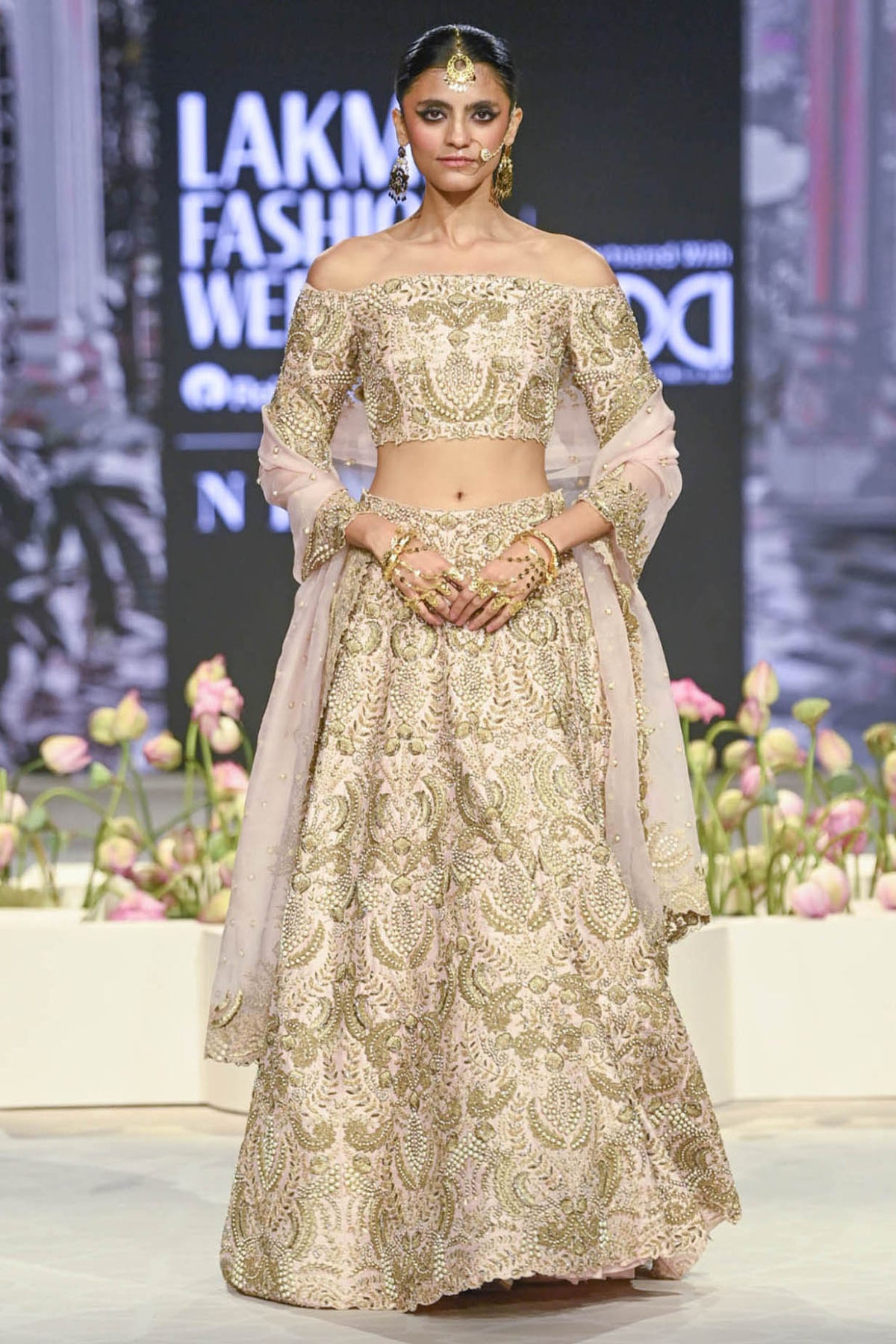 Aida Blush Embroidered Choli And Lehenga With Embroidered Dupatta