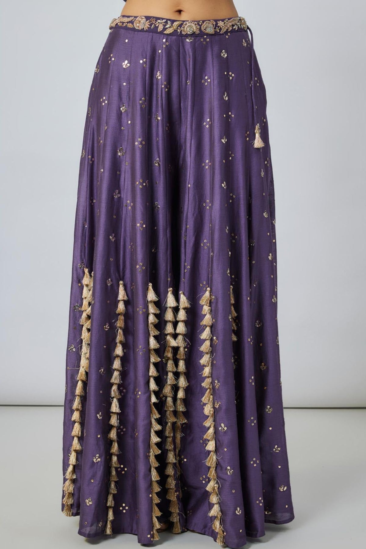 Purple Embroidered Choli With Sharara