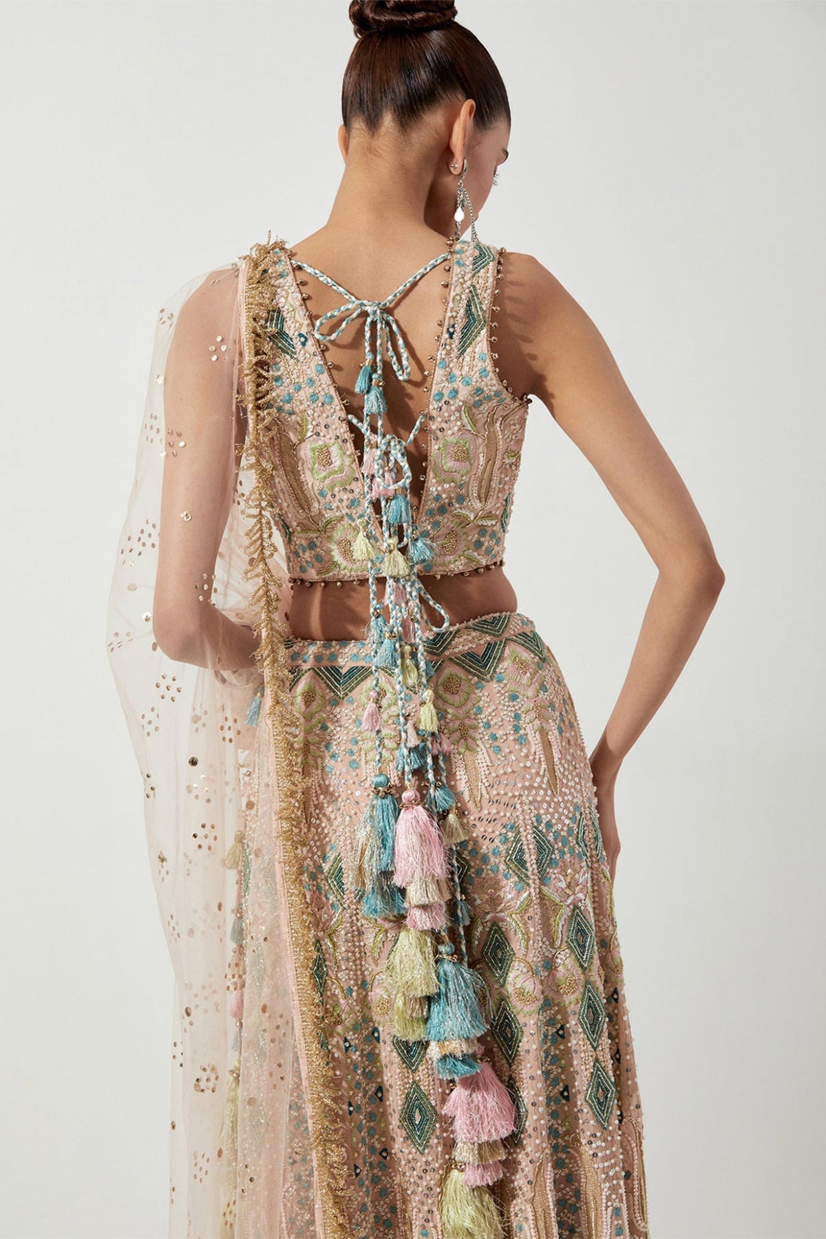 BLUSH PINK EMBROIDERED CHOLI & SHARARA WITH NET DUPATTA