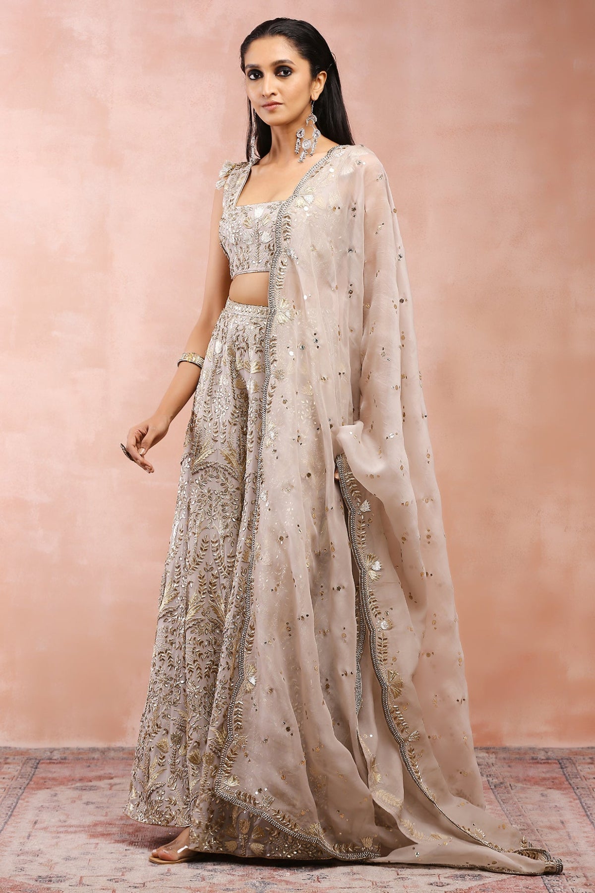 GREY BAGH EMBROIDERED CHOLI WITH SHARARA AND DUPATTA