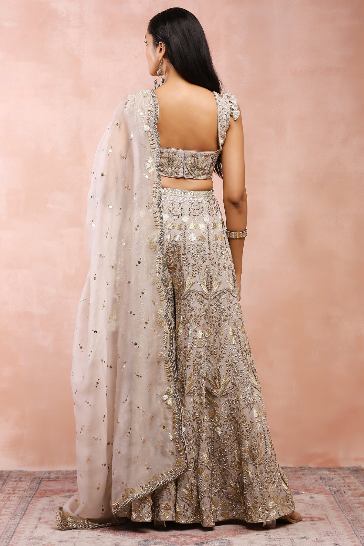 GREY BAGH EMBROIDERED CHOLI WITH SHARARA AND DUPATTA