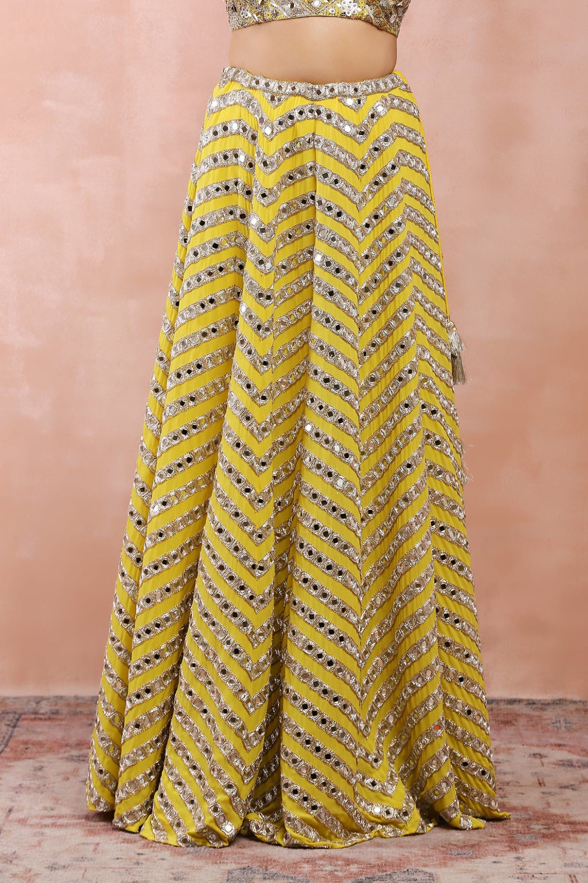 YELLOW EMBROIDERED CHOLI AND LEHENGA WITH DUPATTA